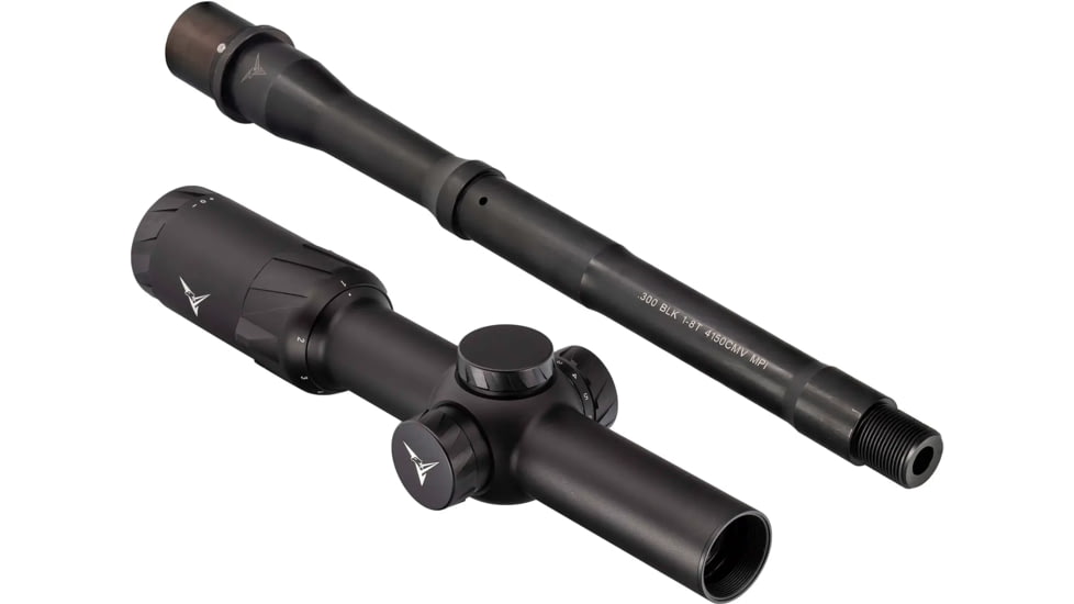 TRYBE Optics SLED LPVO 1-8x24mm Rifle Scope, 30mm Tube, Black &amp; TRYBE Defense 10.5 in .300 AAC Blackout Balance Profile AR-15 Rifle Barrel