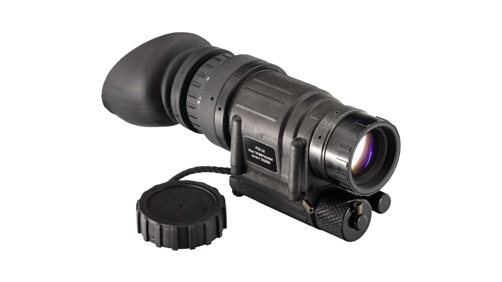 TRYBE Optics PVS-14 1x Night Vision Monocular, Gen 3, White Phosphor, Min 1600 FOM, 64-81 lp/mm, High Performance, Black, TRYBEPVS14WHR