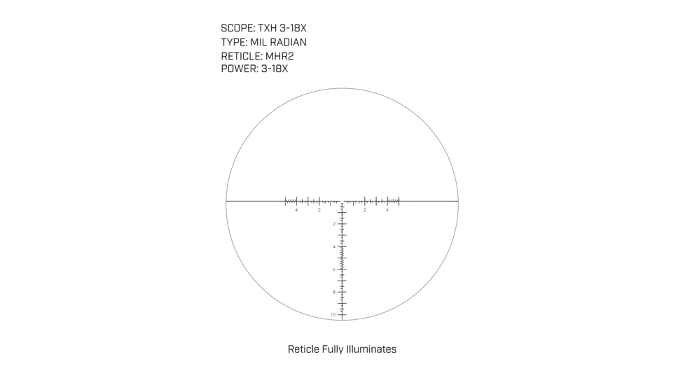 U.S. Optics 3-18x50mm TXH Riflescope, First Focal Plane, 34mm Tube, Red MHR2 Reticle, Matte Black, Medium, TXH 3-18X MHR2