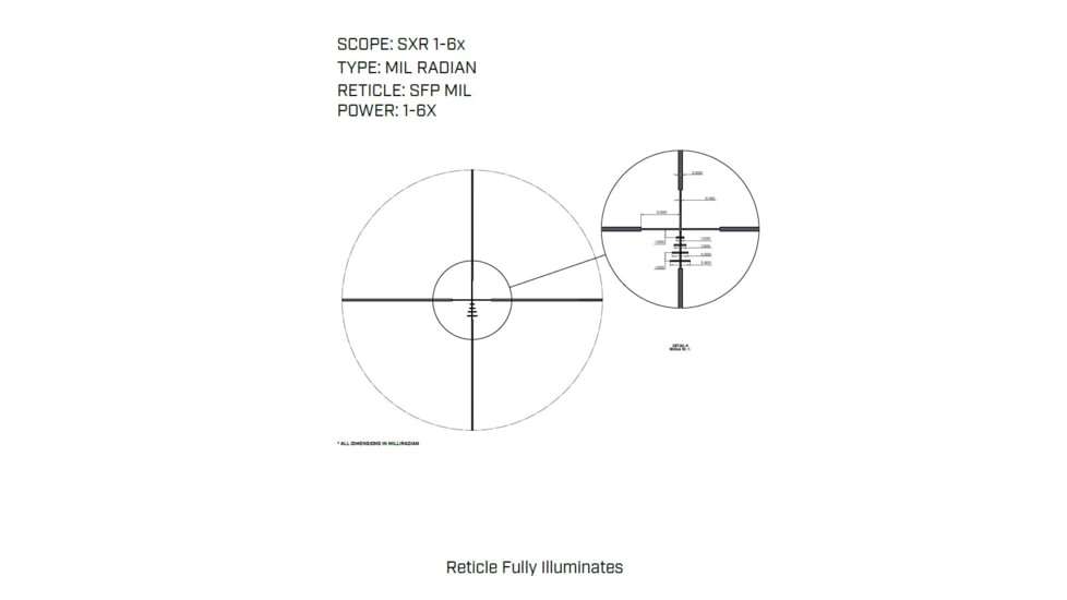 U.S. Optics SXR 1-6x28mm LPVO 34 mm Tube Rifle Scope, Second Focal Plane, Simple Crosshair Reticle, Matte Black, SXR 1-6 SFP