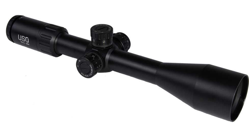 U.S. Optics TS-25X Rifle Scope, 5-25x50mm, 30mm Tube, FFP, CMS Reticle, 1/10 MIL Elevation/ Windage Adjustment, Black, Small, TS-25X CMS