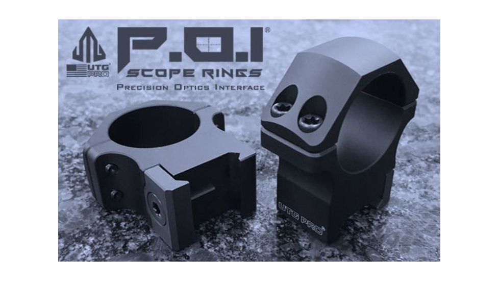 UTG PRO 34mm/2PCs Medium Profile P.O.I Picatinny Rings, Black, RWU013415