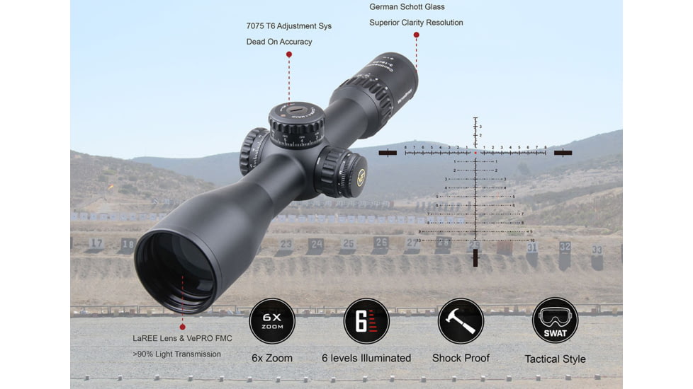 Vector Optics Continental 3-18x50mm Rifle Scope, 34mm , FFP, Etched Glass VCT-34FFP, Nitrogen Purged, Black, SCFF-28