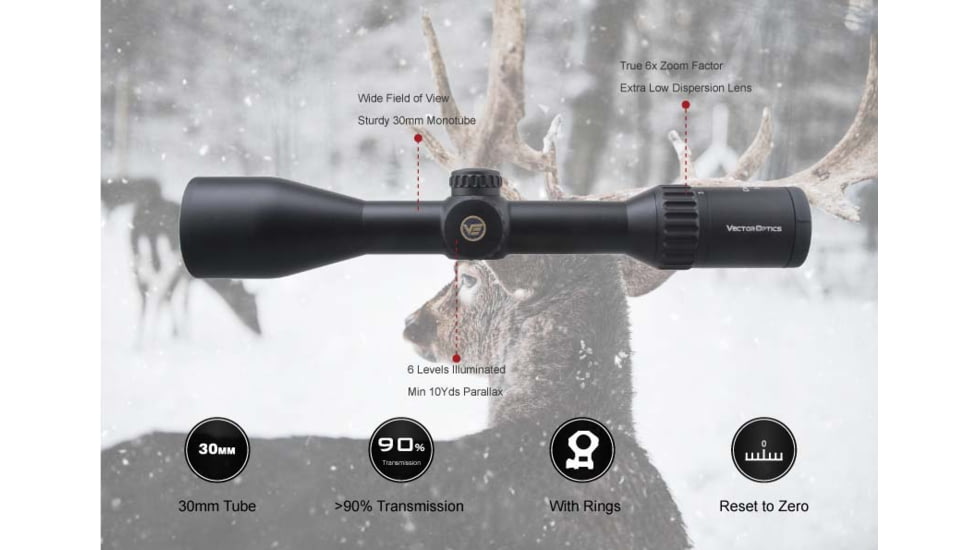 Vector Optics Continental x6 3-18x50 CDM Hunting Riflescope, 30mm Tube, 0192687279043