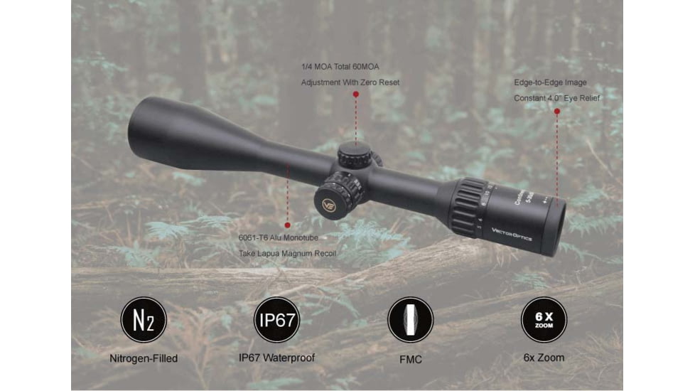 Vector Optics Continental x6 5-30x56 Hunting Riflescope, 30mm Tube, Second Focal Plane, 0192687279050