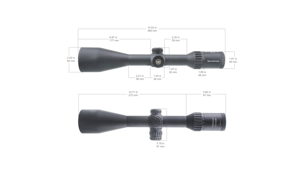 Vector Optics Continental x6 BDC Rifle Scope, 2.5-15x56mm, 30mm Tube, Etched Glass VEC-H15 BDC Reticle, Black, SCOM-34
