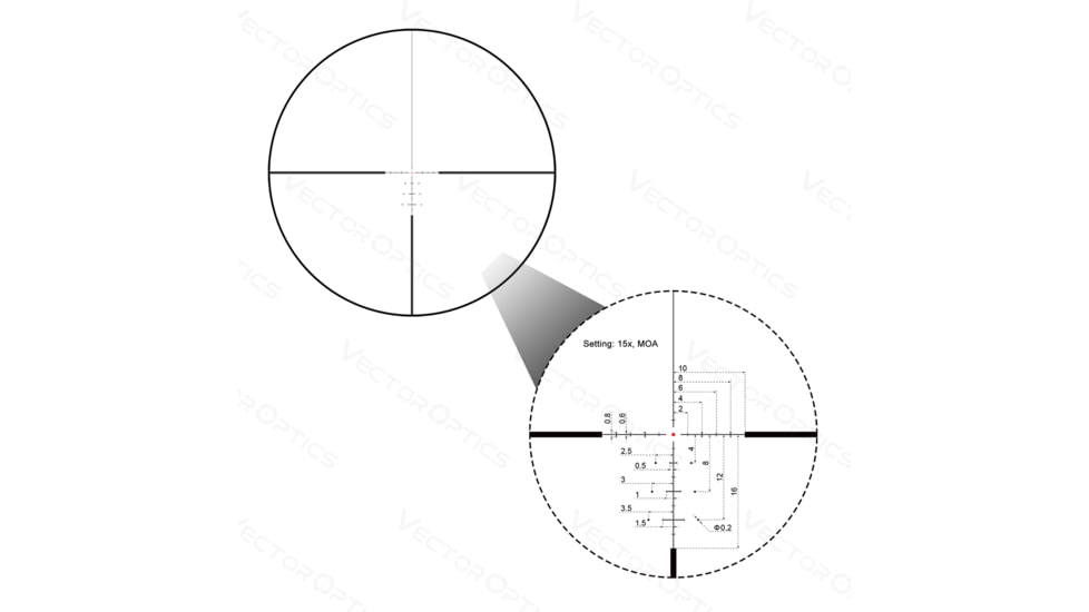 Vector Optics Continental x6 BDC Rifle Scope, 2.5-15x56mm, 30mm Tube, Etched Glass VEC-H15 BDC Reticle, Black, SCOM-34