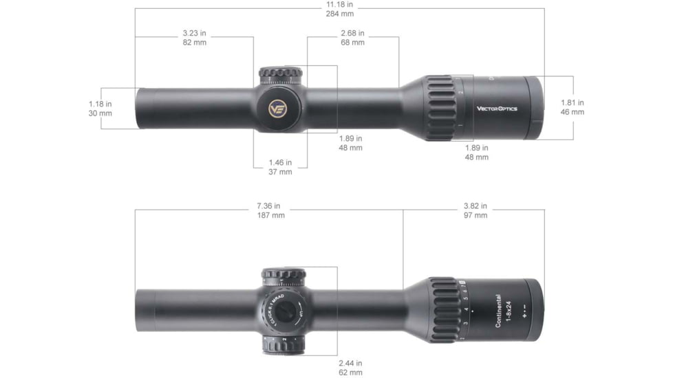 Vector Optics Continental x8 1-8x24 30mm Tube ED Tactical LPVO Rifle Scope, Second Focal Plane