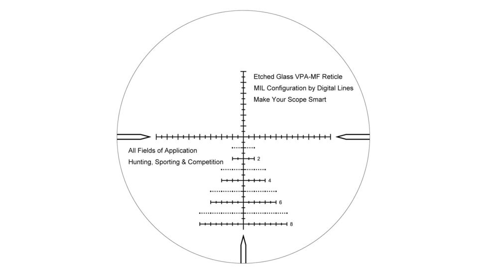Vector Optics Marksman Rifle Scope, 6-26x50mm, First Focal Plane, 30mm Tube, VPA-MF Non-Illuminated Reticle, 6061-T6, Matte/ Dark Silver Finish, Black, SCFF-26