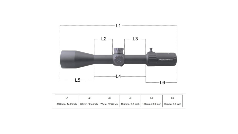 Vector Optics Marksman Rifle Scope, 6-26x50mm, First Focal Plane, 30mm Tube, VPA-MF Non-Illuminated Reticle, 6061-T6, Matte/ Dark Silver Finish, Black, SCFF-26