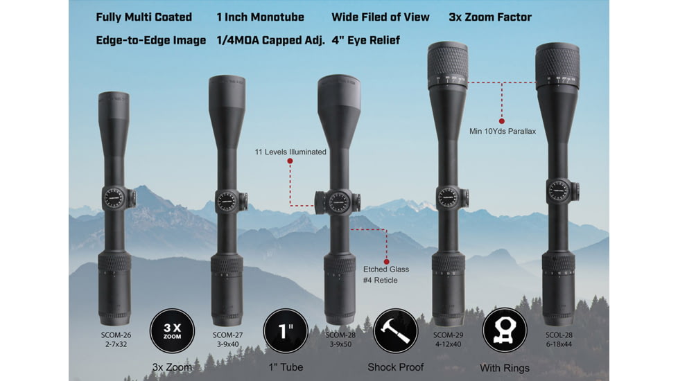 Vector Optics Matiz 4-12x40 Rifle Scope, 25.4 mm, SFP, VOW-10BDC, Nitrogen Purged, Black, SCOM-29