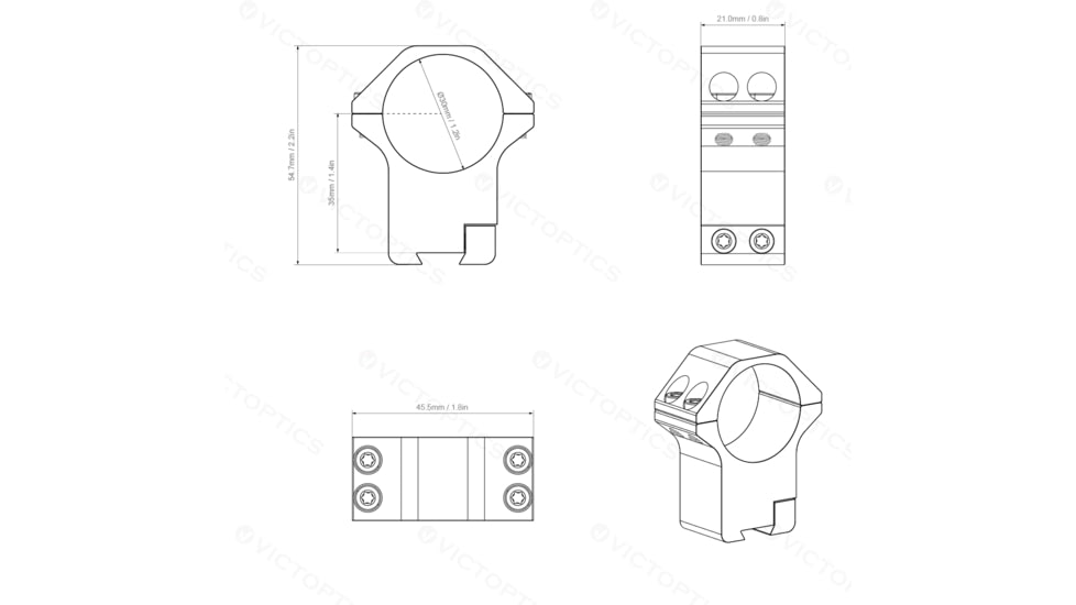 Vector Optics 30mm Dovetail Rings-High