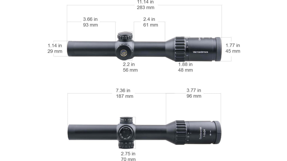 Vector Optics Continental x6 1-6x24 30mm Tube LPVO Fiber Rifle Scope, Second Focal Plane