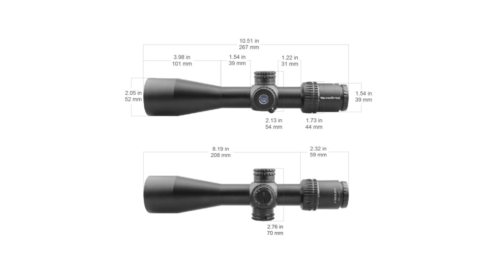 Vector Optics Veyron Rifle Scope, 4-16x44mm, First Focal Plane, 30mm Tube, MPR-4 Non-Illuminated Reticle, 6061-T6, Black, SCFF-22