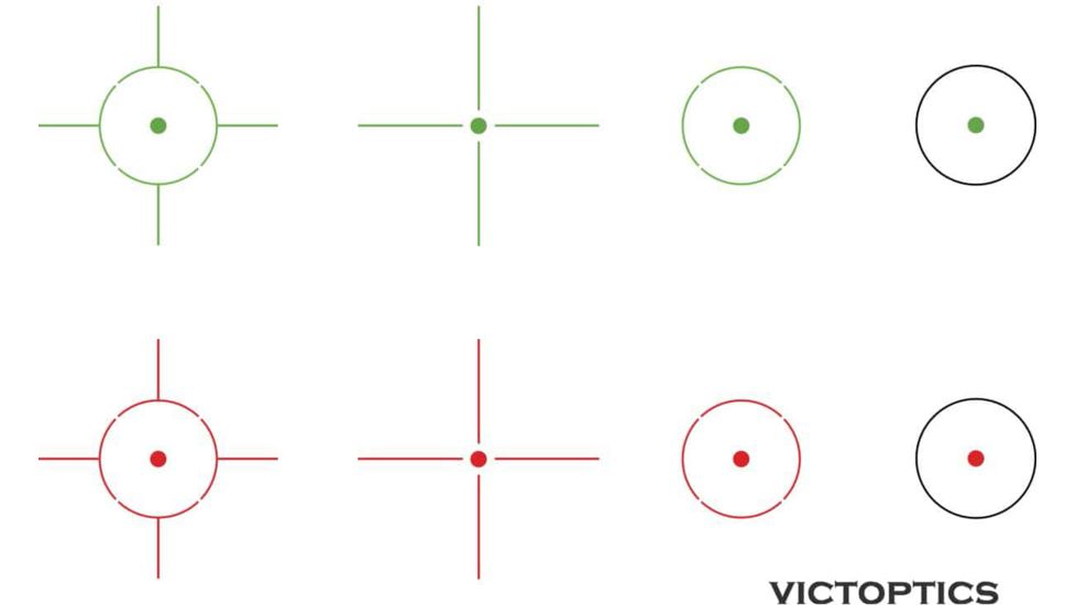 Vector Optics Vicoptics Red Dot Sight, 1x30mm, 4 Red/ Green Reticles, 6061-T6, Black, RDSL07