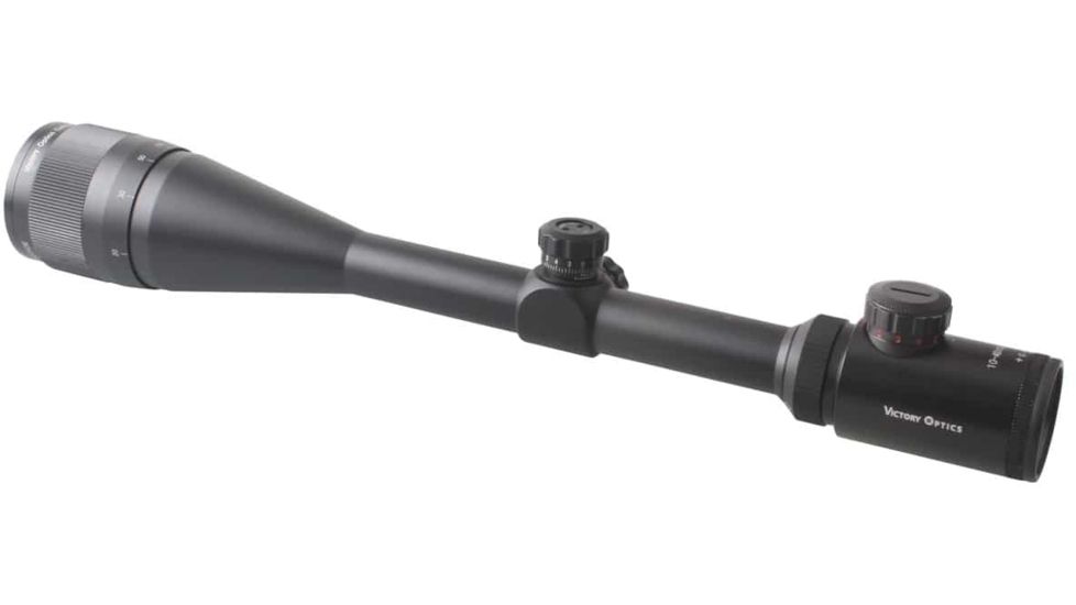 EDEMO Demo, VictOptics AOE Rifle Scope, 10-40x50mm, Second Focal Plane, 1-inch Tube, Range Finder Red/ Green Illuminated Reticle, 6061-T6, Black, OPSL05, EDEMO1