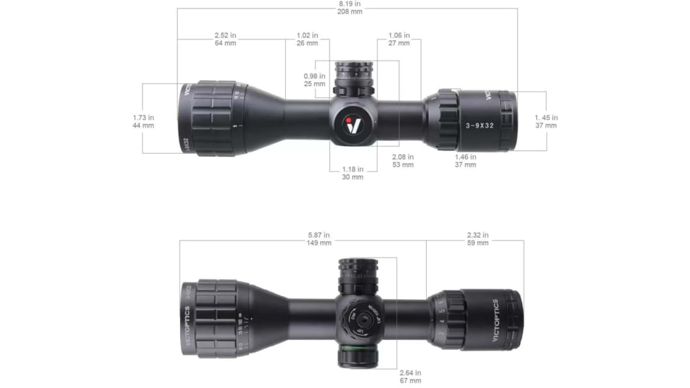 VictOptics C3 3-9x32mm Reticle, Second Focal Plane