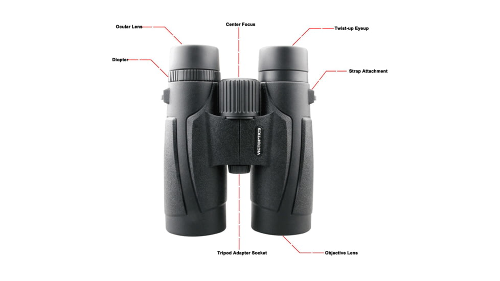 VictOptics 10x42 Binocular, BAK7 Prism Type, Black, BOSL02