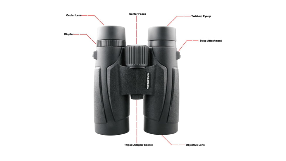VictOptics 8x42 Binocular, BAK7 Prism Type, Black, BOSL01