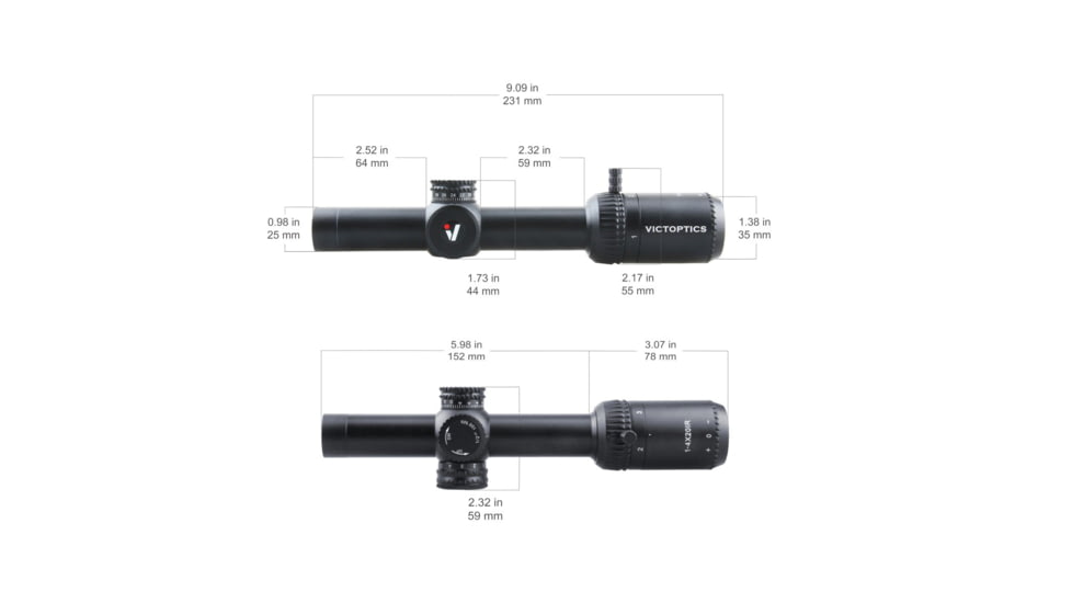 VictOptics ZOD Rifle Scope, 1-4x20mm IR, 1in Tube, VMD-2, Black, OPSL21