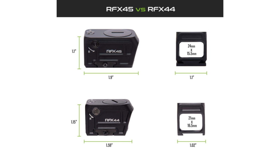 Viridian Weapon Technologies RFX44 Compact Green Dot Reflex Sight, 5 MOA Green Dot Reticle, RMR Adapter, Black, 981-0107