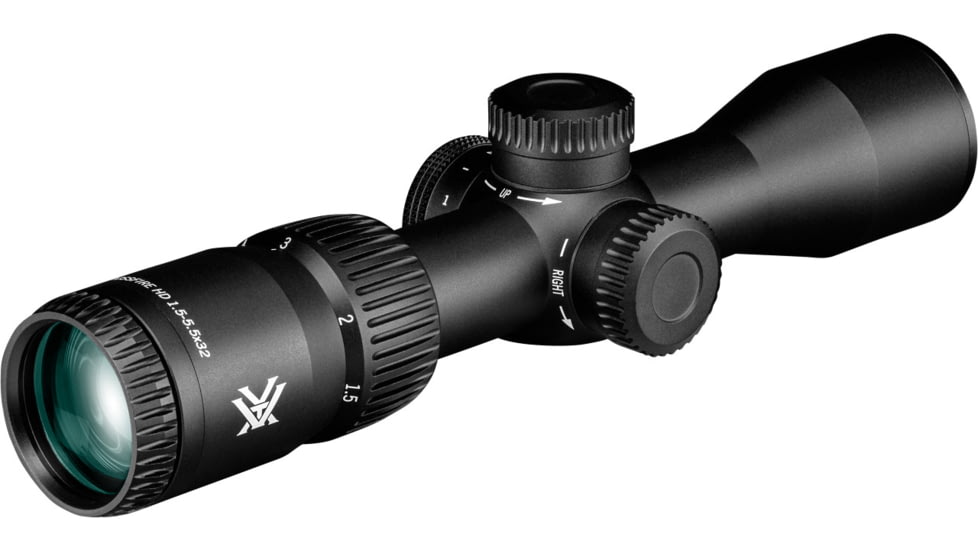 Vortex Crossfire HD 1.5-5.5x32 mm 1 in Tube Riflescope, Second Focal Plane, Illuminated Dead-Hold 2A BDC MOA Scout, Black, 8.7, 11.6oz, CFR-1501I