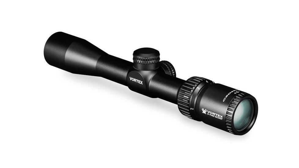 Vortex Crossfire II 2-7x32 mm Rifle Scope, 1 in Tube, Second Focal Plane, Black, Hard Anodized, Non-Illuminated V-Plex Reticle, MOA Adjustment, CF2-31002
