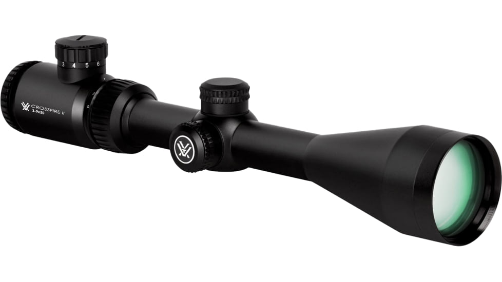 Vortex Crossfire II 3-9x50mm Rifle Scope, 1in Tube, Second Focal Plane, Black, Hard Anodized, Red V-Brite Reticle, MOA Adjustment, CF2-31027