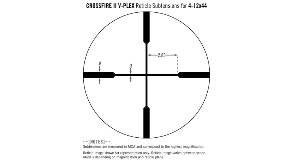 Vortex Crossfire II Rifle Scope, 4-12x44mm, 1in Tube, Second Focal Plane, Non-Illuminated V-Plex Reticle, Black Hard Anodized, CF2-31013