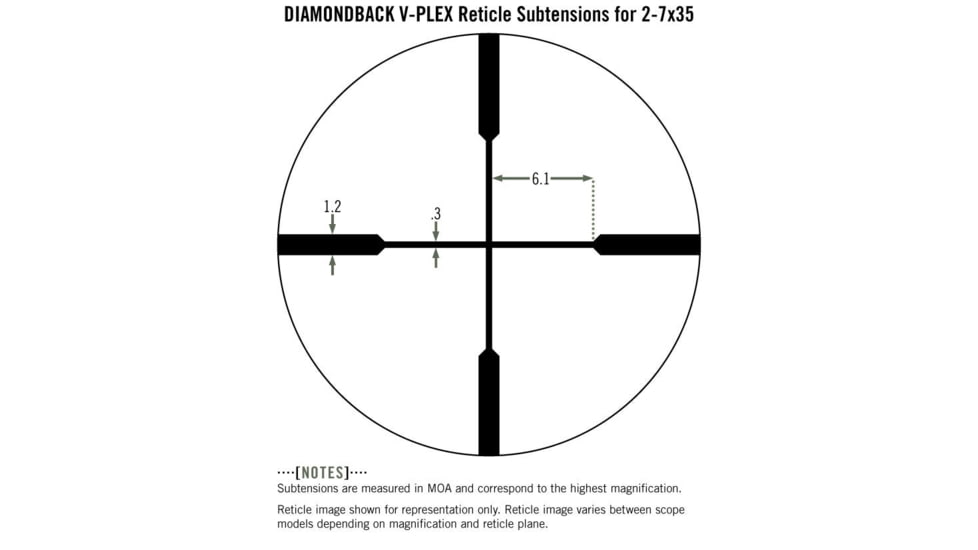 Vortex Diamondback Rimfire 2-7x35mm Rifle Scope, 1 in Tube, Second Focal Plane, Black, Hard Anodized, Non-Illuminated V-Plex Reticle, MOA Adjustment, DBK-RIM