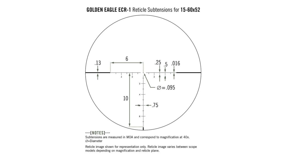 Vortex Golden Eagle 15-60x52mm Rifle Scope, 30mm Tube, Second Focal Plane, Black, Hard Anodized, Non-Illuminated ECR-1 MOA Reticle, MOA Adjustment, TCS-1503