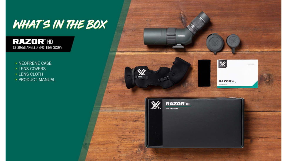 Vortex Razor HD 13-39x56 Spotting Scope, Angled, Green, RS-56A