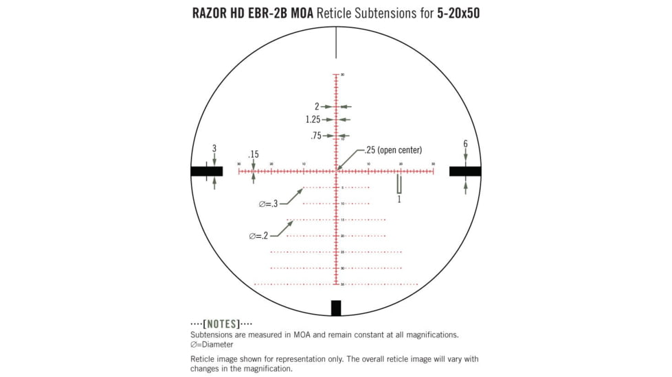 Vortex Razor HD 5-20x50mm Rifle Scope, 35mm Tube, First Focal Plane, Stealth Shadow, Hard Anodized, Red EBR-2B MOA Reticle, MOA Adjustment, Multi, RZR-52005