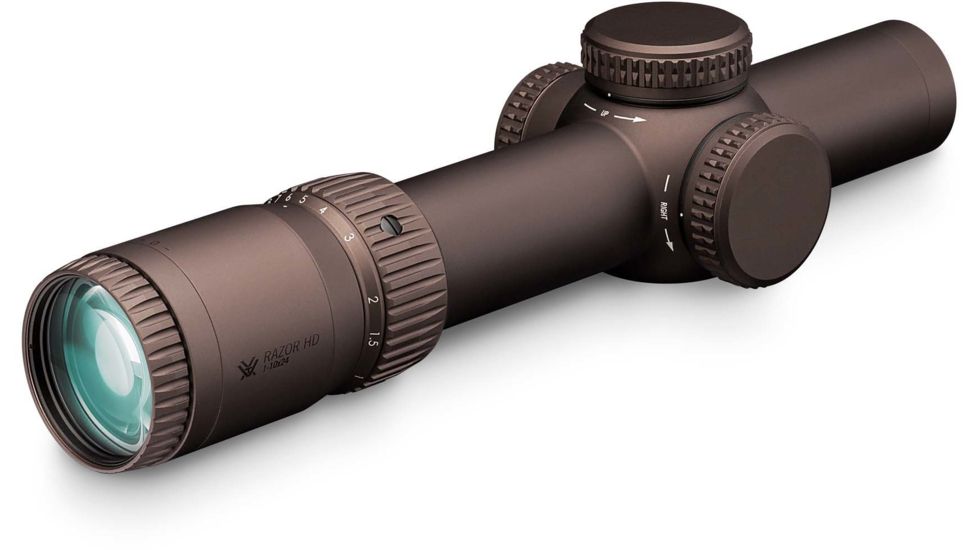 Vortex Razor HD Gen III 1-10x24 mm Rifle Scope, 34 mm Tube, First Focal Plane, Stealth Shadow, Hard Anodized, Red EBR-9 MOA Reticle, MOA Adjustment, RZR-11001