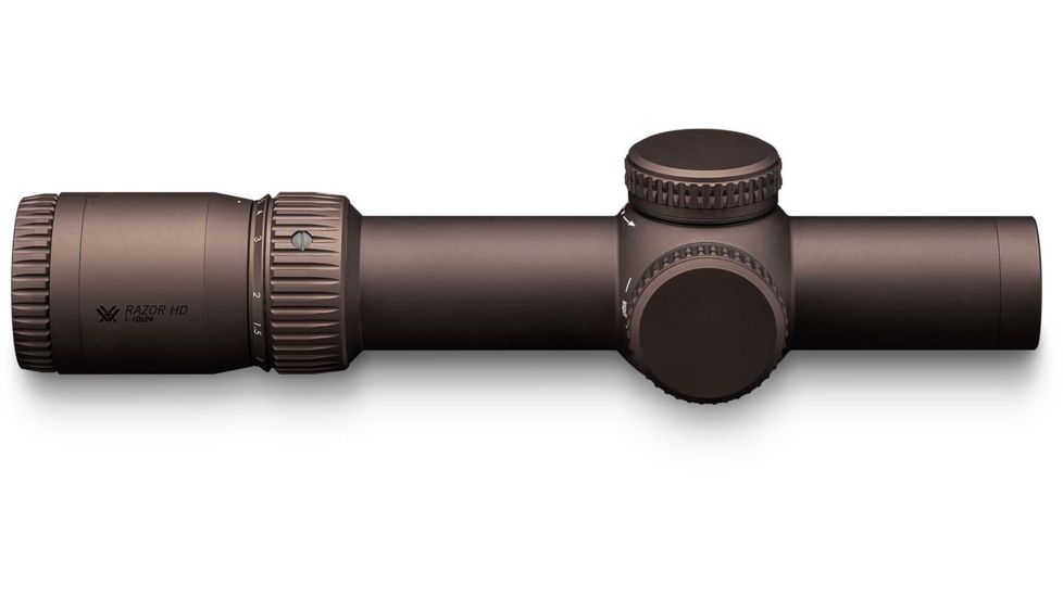 Vortex Razor HD Gen III 1-10x24 mm Rifle Scope, 34 mm Tube, First Focal Plane, Stealth Shadow, Hard Anodized, Red EBR-9 MOA Reticle, MOA Adjustment, RZR-11001