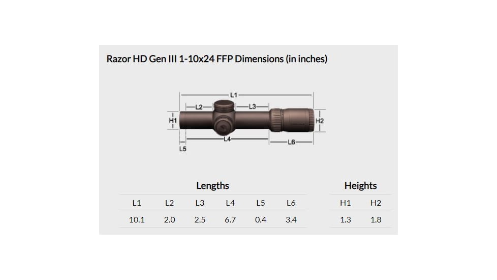 Vortex Razor HD Gen III 1-10x24mm Rifle Scope, 34mm Tube, First Focal Plane, Stealth Shadow, Hard Anodized, Red EBR-9 MRAD Reticle, Mil Rad Adjustment, Gray, RZR-11002