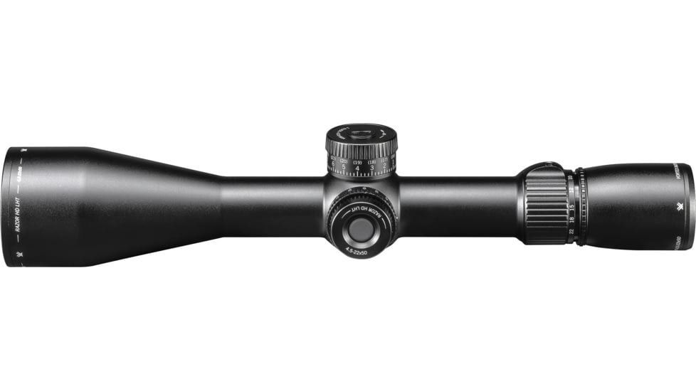 Vortex Razor HD LHT 4.5-22x50 mm Rifle Scope, 30 mm Tube, First Focal Plane, Black, Anodized, Red XLR-2 MOA Reticle, MOA Adjustment, RZR-42201