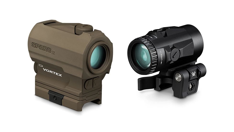 Vortex Sparc AR II 1x 2 MOA Red Dot Sight, Tan with Vortex Micro 3x Magnifier