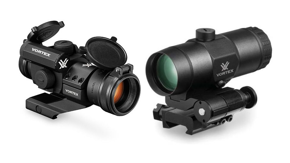 Vortex Strikefire II 1x30mm 4 MOA Red Dot Sight, Hard Anodized Matte, Black, w/VMX-3T Magnifier with Flip Mount, SF-RG-501-KIT1