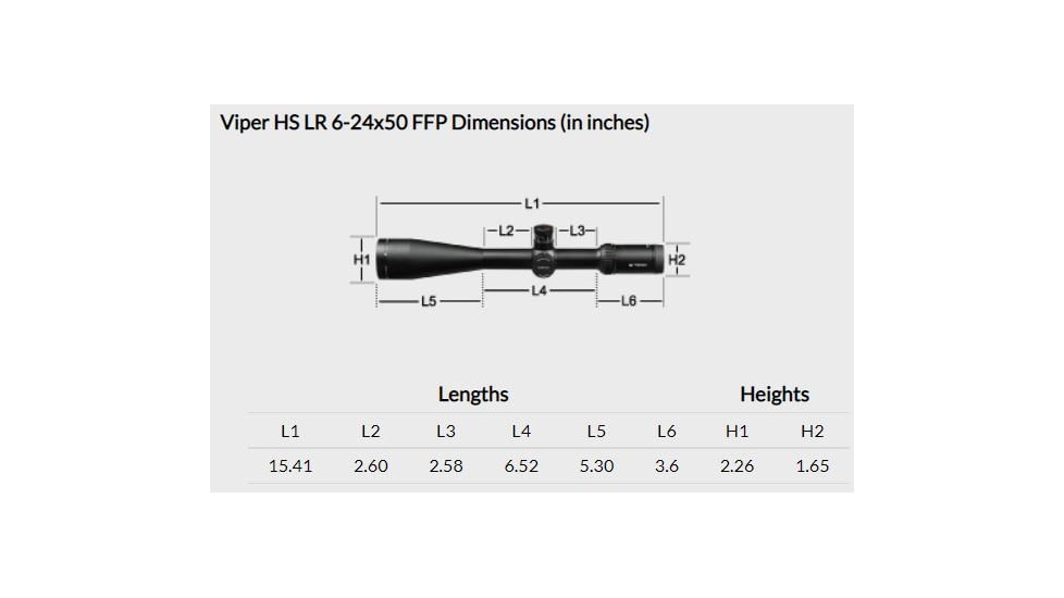 Vortex Viper HS LR 6-24x50mm Rifle Scope, 30mm Tube, First Focal Plane, Black, Hard Anodized, Non-Illuminated XLR MOA Reticle, MOA Adjustment, VHS-4315-LR