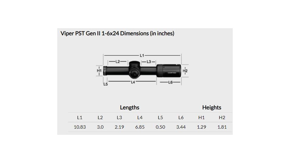 Vortex Viper PST Gen II Rifle Scope, 1-6x24mm, 30mm Tube, SFP, VMR-2 MOA Reticle, Black, PST-1605