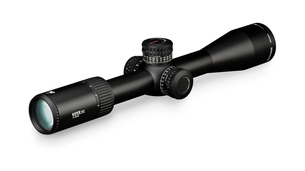 Vortex Viper PST Gen II 3-15x44 mm Rifle Scope, 30 mm Tube, Second Focal Plane, Black, Hard Anodized, Red EBR-4 MOA Reticle, MOA Adjustment, PST-3151