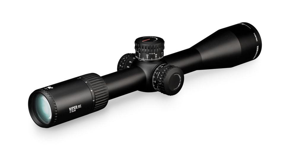 Vortex Viper PST Gen II 3-15x44 mm Rifle Scope, 30 mm Tube, First Focal Plane, Black, Hard Anodized, Red EBR-7C MRAD Reticle, Mil Rad Adjustment, PST-3159