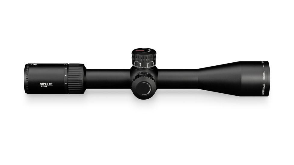 Vortex Viper PST Gen II 3-15x44 mm Rifle Scope, 30 mm Tube, First Focal Plane, Black, Hard Anodized, Red EBR-7C MRAD Reticle, Mil Rad Adjustment, PST-3159