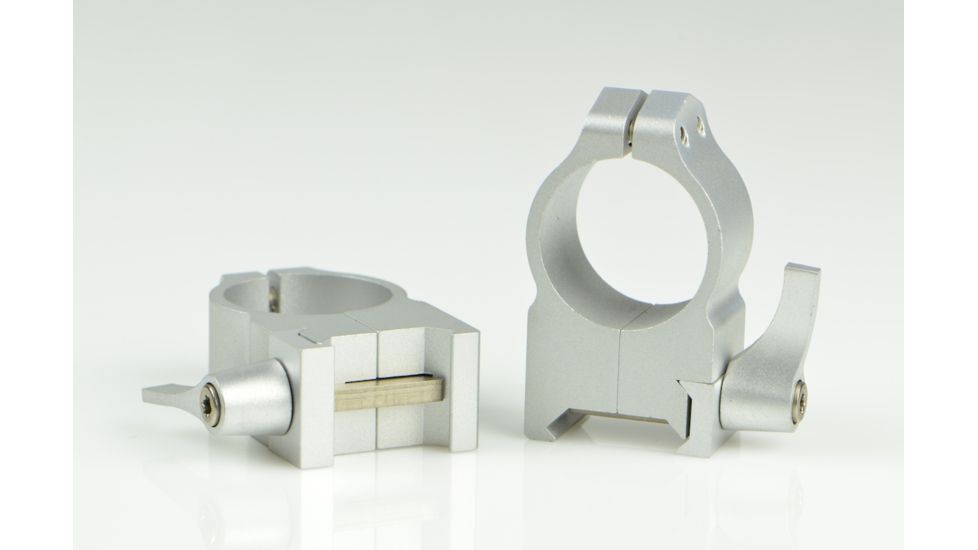 Warne Maxima Steel Rings, 1in, Weaver/Picatinny, QD, High - Silver 202LS