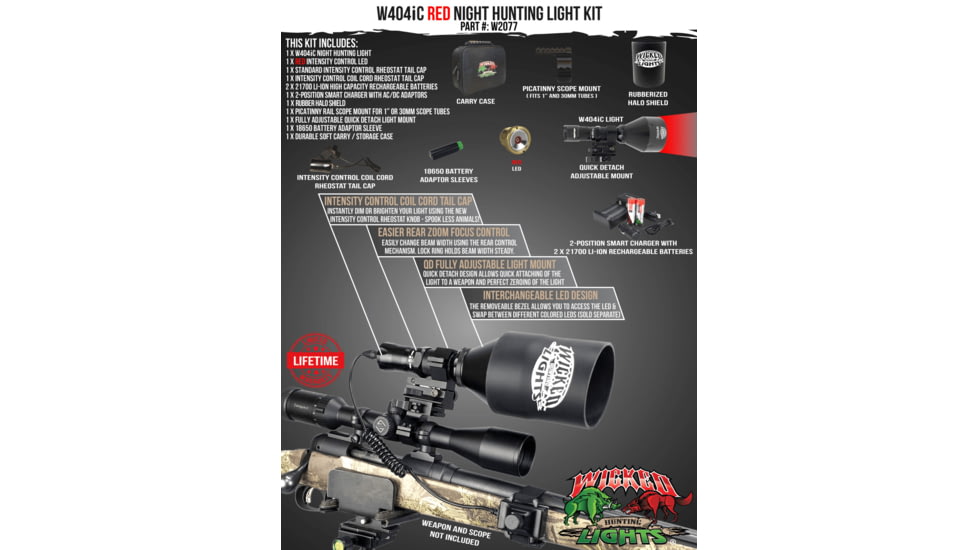 Wicked Hunting Lights W404iC Night Hunting Light Kit, Red, W2077