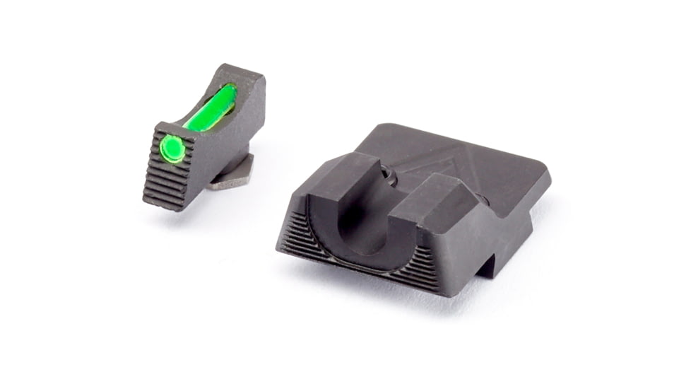 Wilson Combat Vickers Elite Glock 42/43 Sight Set, Black Serrated Rear, Green Fiber Optic Front, 902BFOG