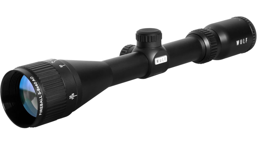 Wulf Optics Fireball 3-9x40 AO Rifle Scope, 1in Tube, Second Focal Plane, Half Mil-Dot Reticle, Black, WU9100
