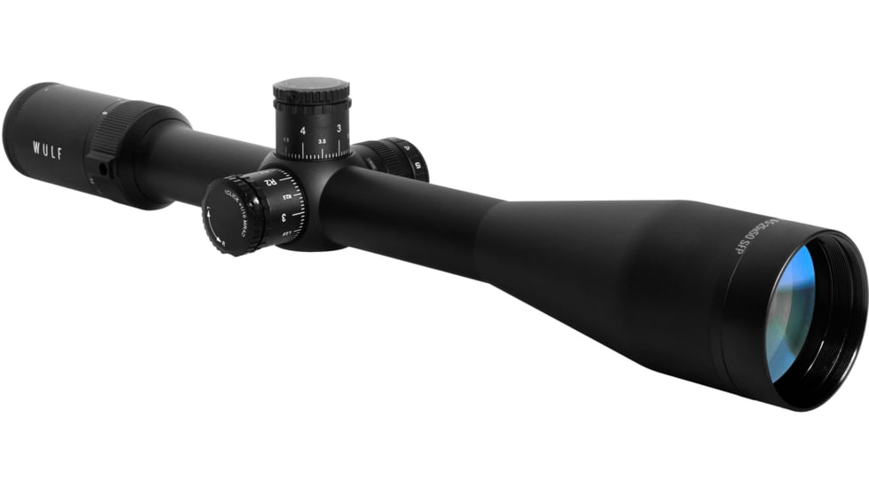 Wulf Optics Hurricane 6.5-25x50 Rifle Scope, 30mm Tube, Second Focal Plane, Red/Blue Half Mildot Reticle, Black, WU9105