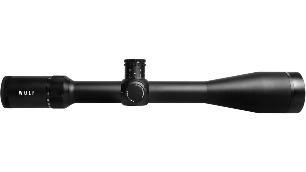 Wulf Optics Hurricane 6.5-25x50 Rifle Scope, 30mm Tube, Second Focal Plane, Red/Blue Half Mildot Reticle, Black, WU9105